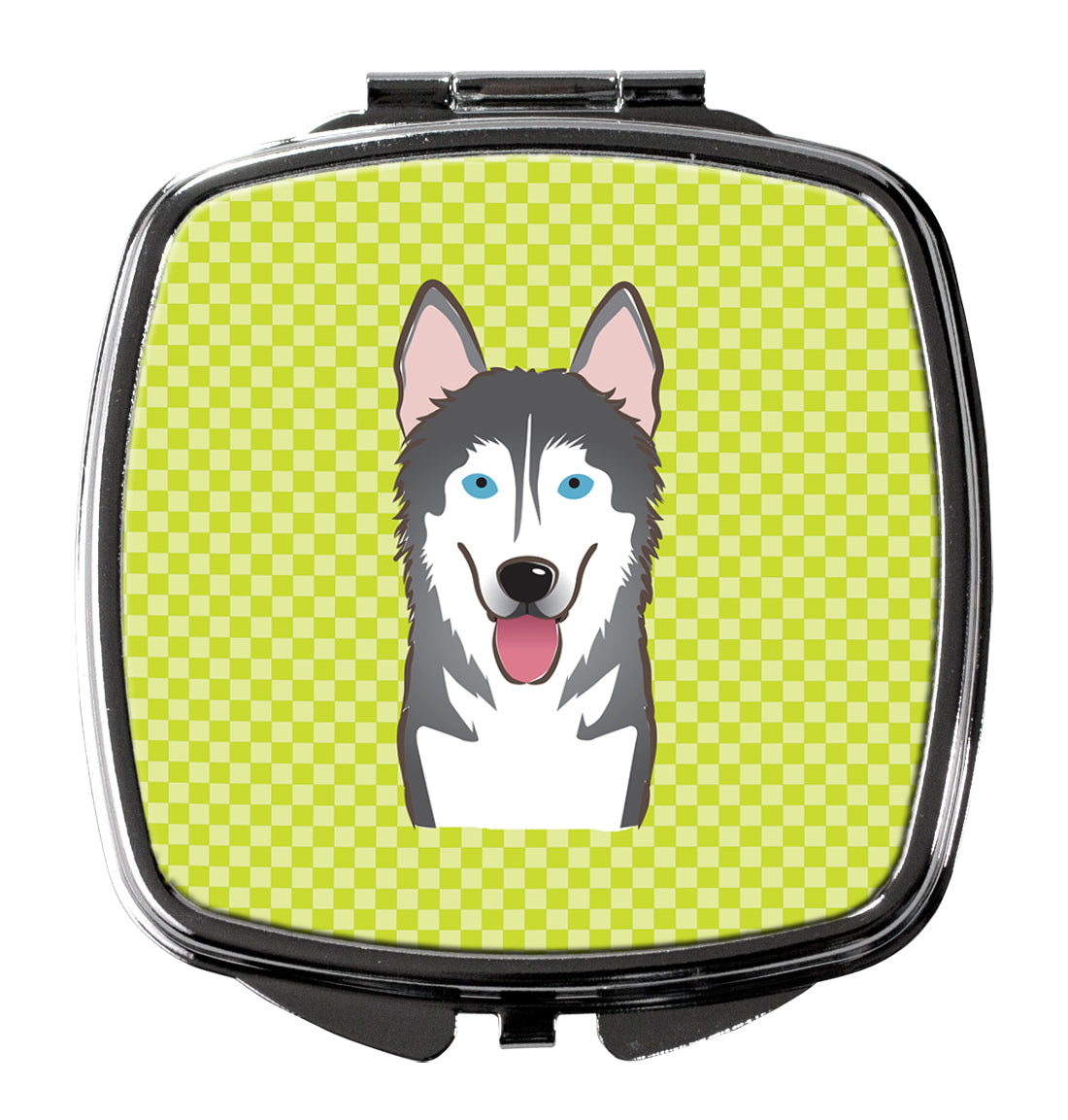 Checkerboard Lime Green Alaskan Malamute Compact Mirror BB1280SCM  the-store.com.