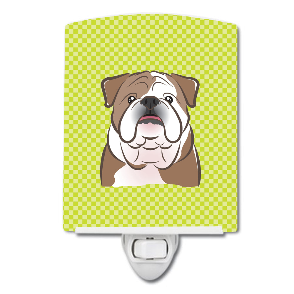 Checkerboard Lime Green English Bulldog  Ceramic Night Light BB1281CNL - the-store.com