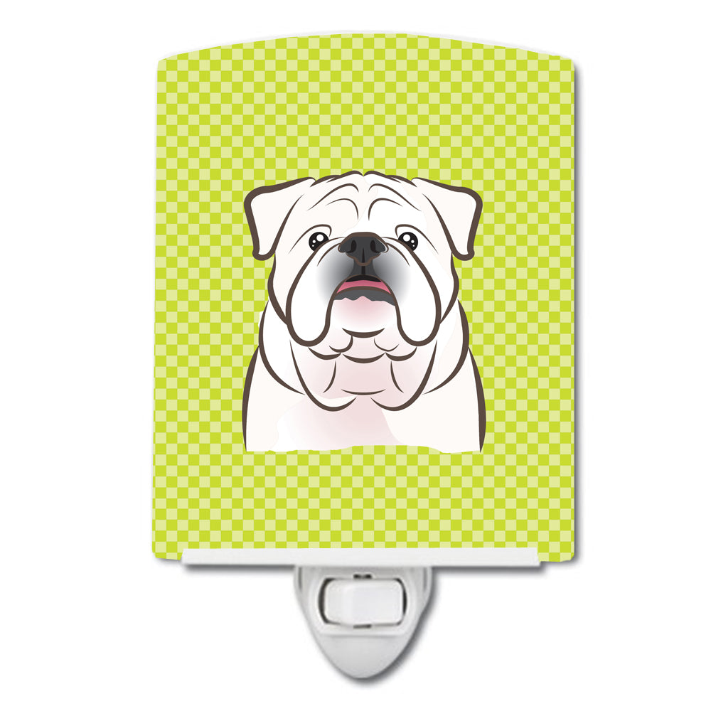 Checkerboard Lime Green White English Bulldog  Ceramic Night Light BB1282CNL - the-store.com