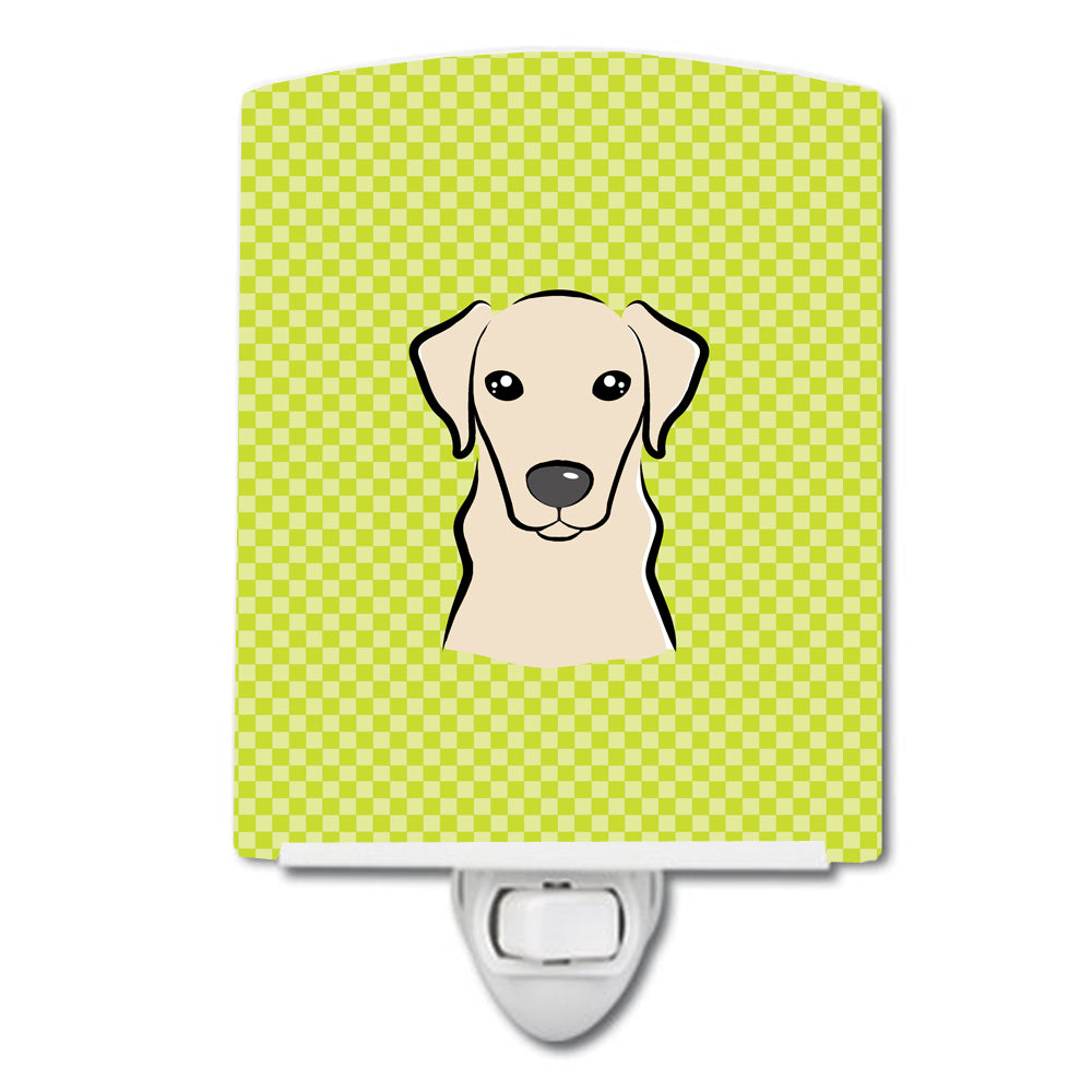 Checkerboard Lime Green Yellow Labrador Ceramic Night Light BB1284CNL - the-store.com