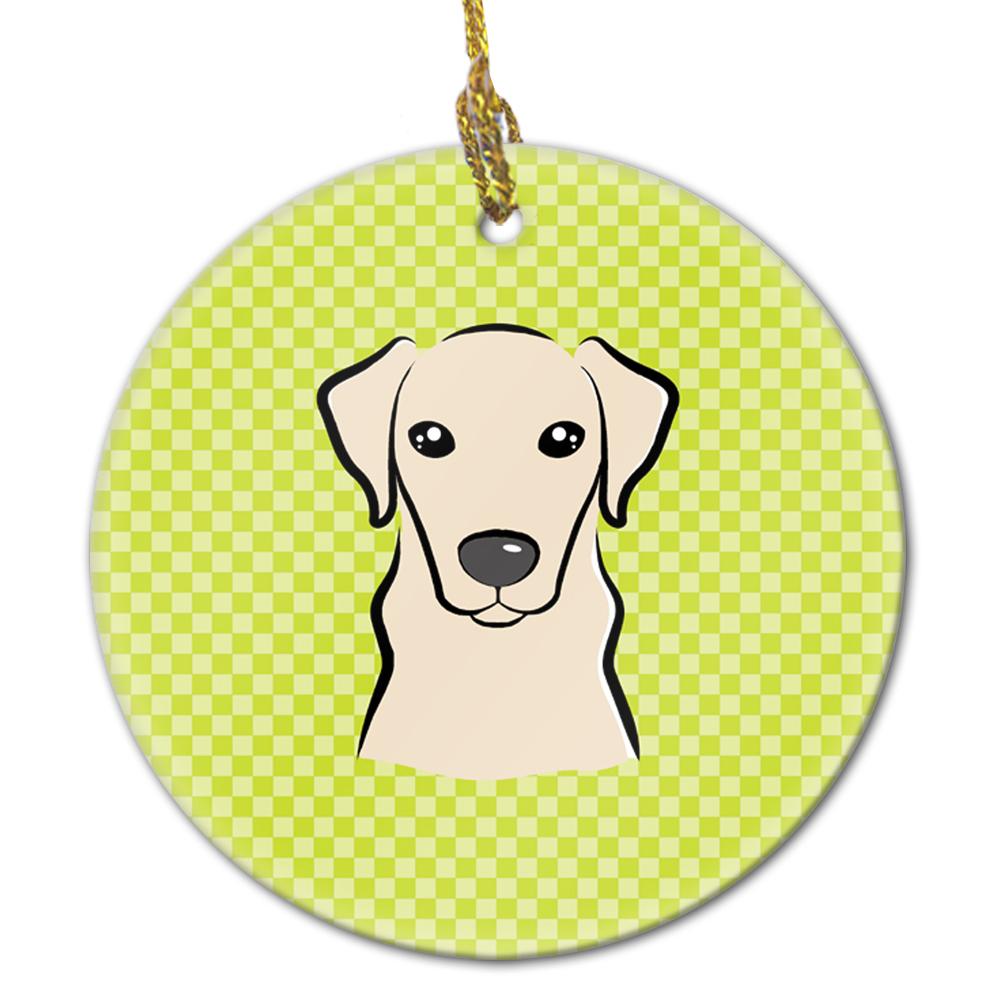 Checkerboard Lime Green Yellow Labrador Ceramic Ornament BB1284CO1 by Caroline's Treasures