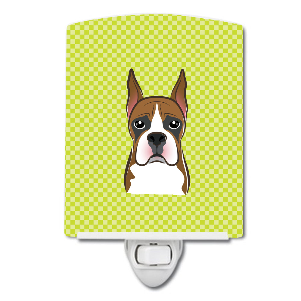 Checkerboard Lime Green Boxer Ceramic Night Light BB1285CNL - the-store.com