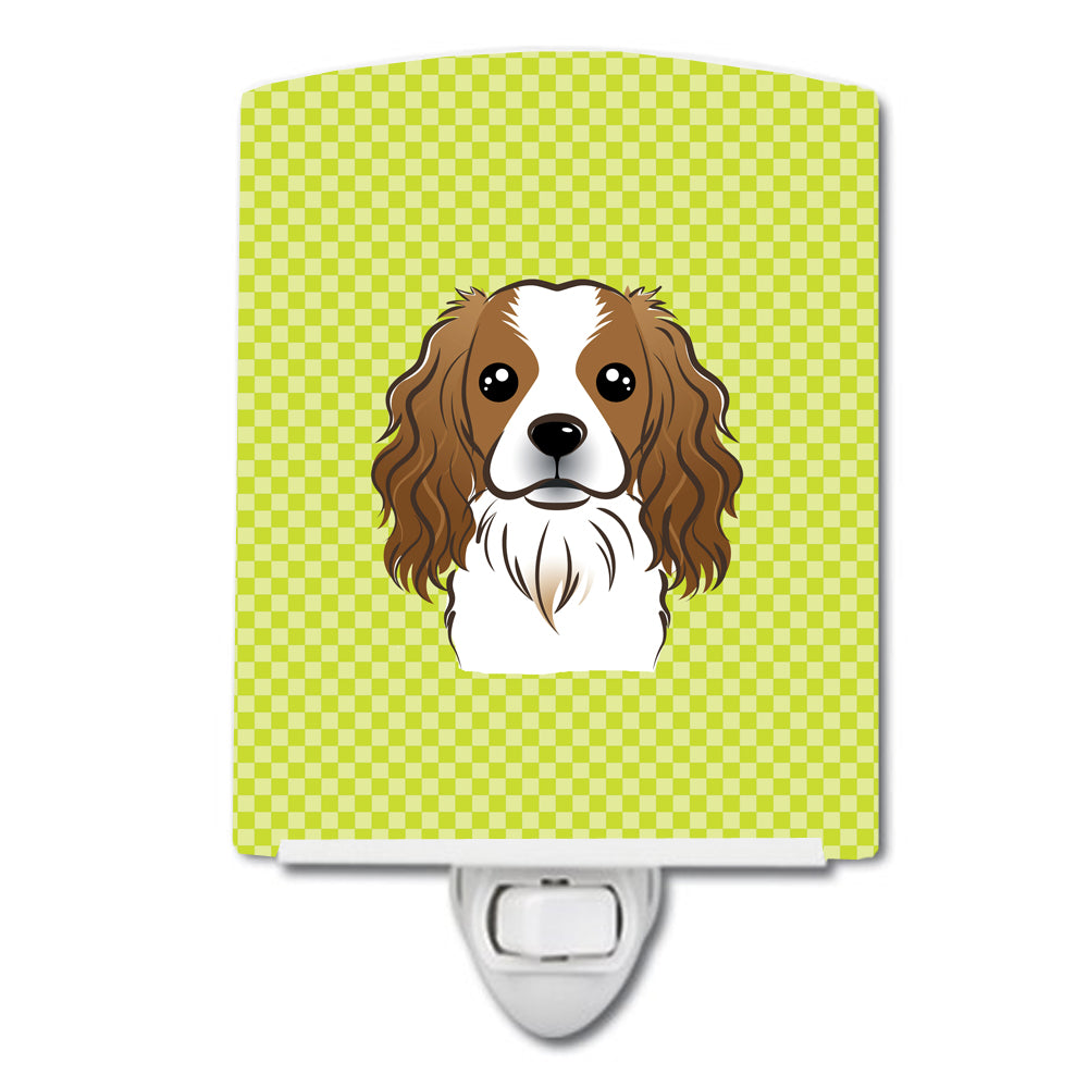 Checkerboard Lime Green Cavalier Spaniel Ceramic Night Light BB1286CNL - the-store.com