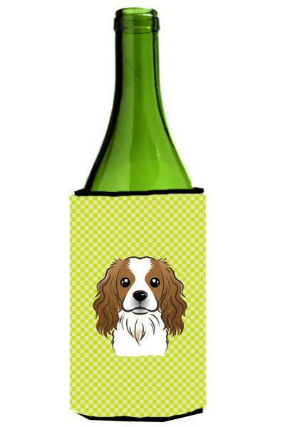 Checkerboard Lime Green Cavalier Spaniel Wine Bottle Beverage Insulator Hugger BB1286LITERK by Caroline&#39;s Treasures