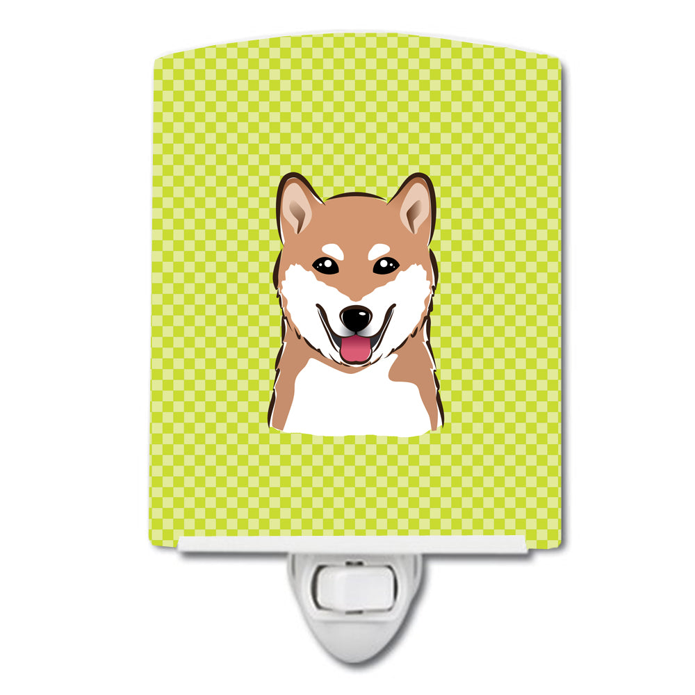 Checkerboard Lime Green Shiba Inu Ceramic Night Light BB1287CNL - the-store.com