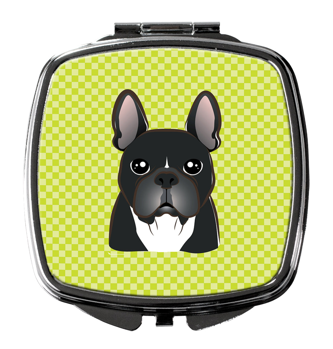 Checkerboard Lime Green French Bulldog Compact Mirror BB1289SCM  the-store.com.