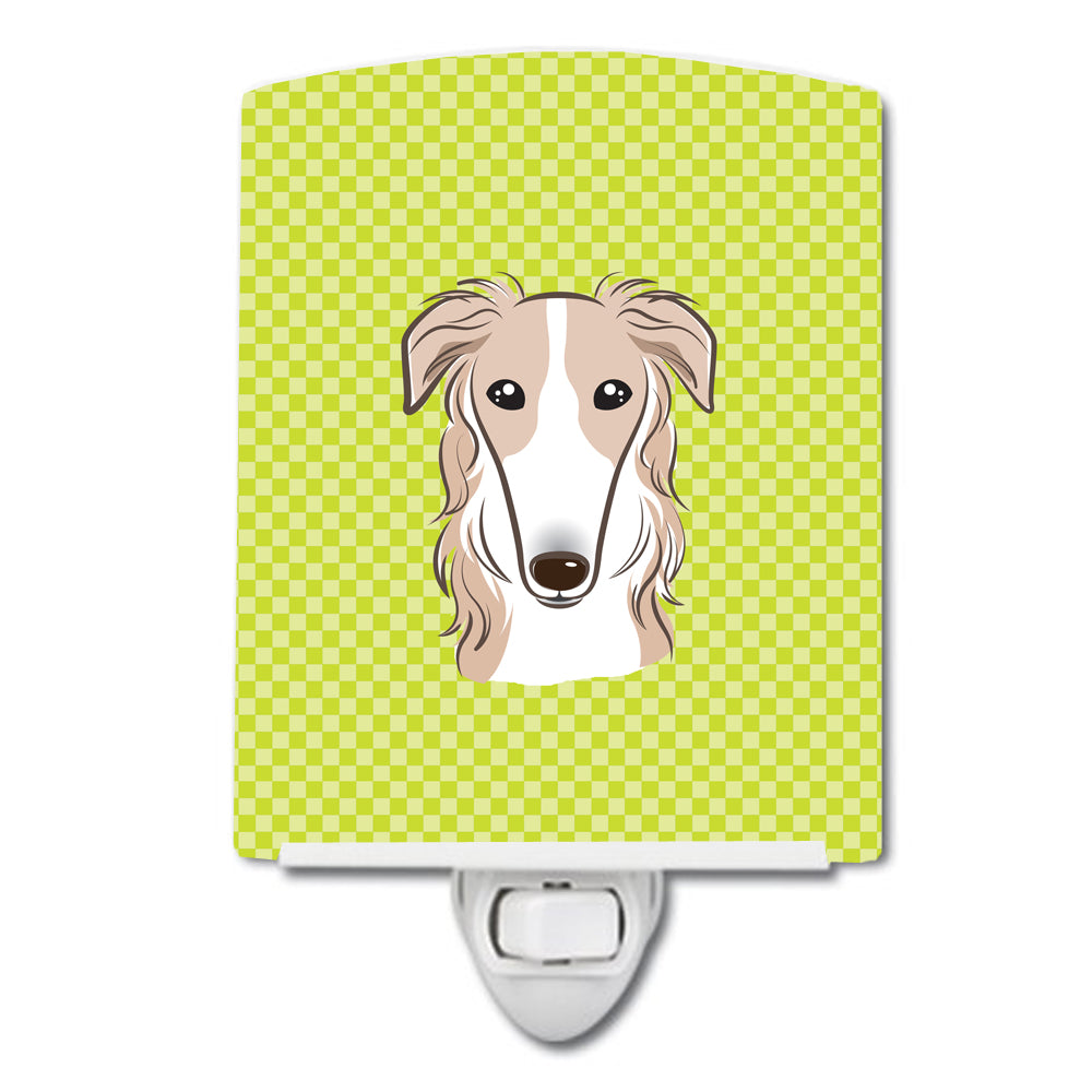 Checkerboard Lime Green Borzoi Ceramic Night Light BB1290CNL - the-store.com