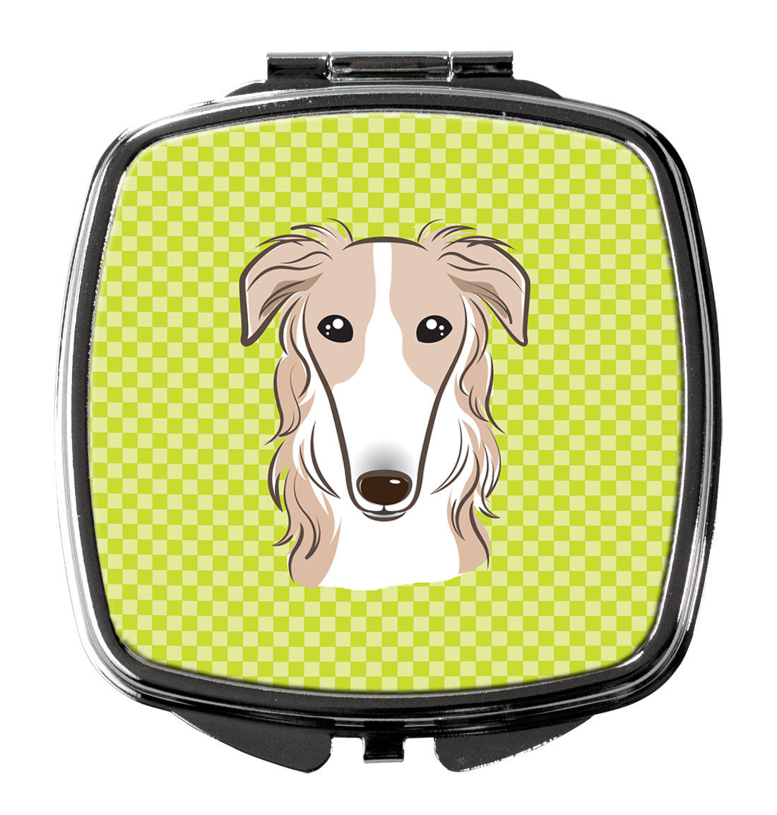 Checkerboard Lime Green Borzoi Compact Mirror BB1290SCM  the-store.com.