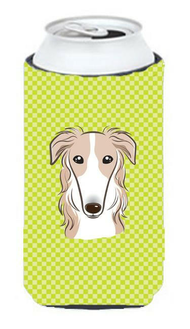 Checkerboard Lime Green Borzoi Tall Boy Beverage Insulator Hugger BB1290TBC by Caroline's Treasures