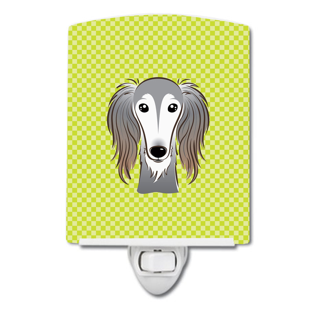 Checkerboard Lime Green Saluki Ceramic Night Light BB1291CNL - the-store.com