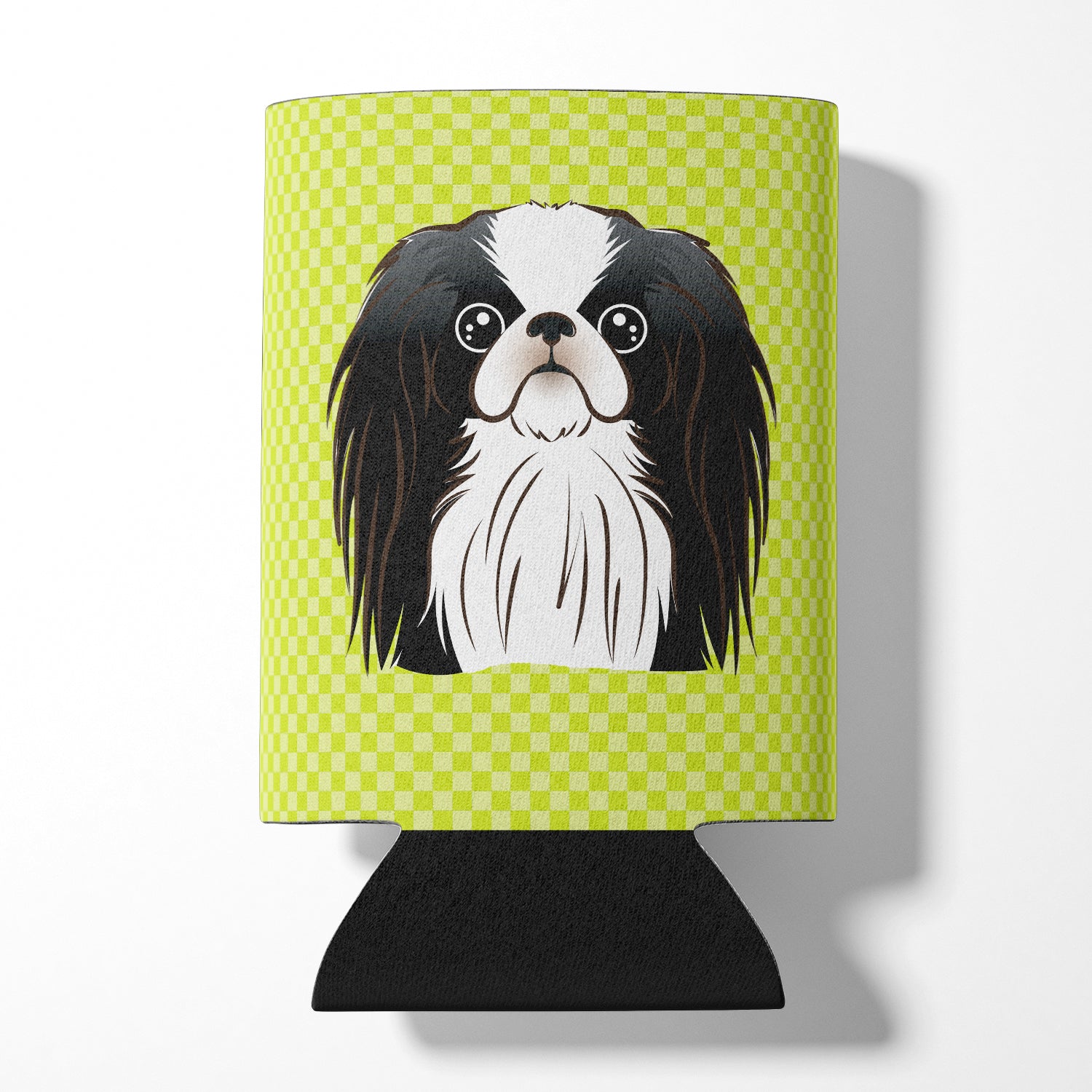 Checkerboard Lime Green Japanese Chin Can or Bottle Hugger BB1292CC.