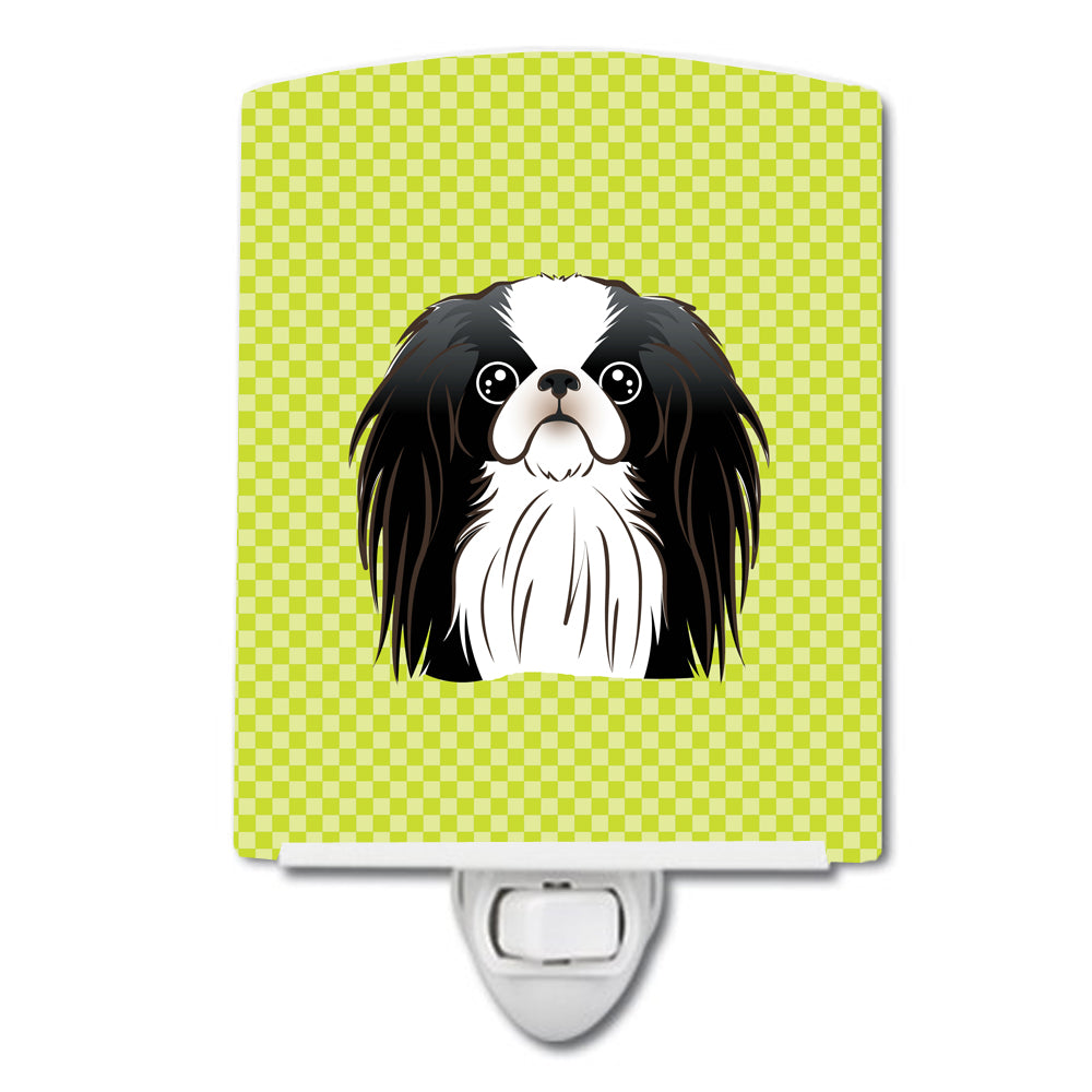 Checkerboard Lime Green Japanese Chin Ceramic Night Light BB1292CNL - the-store.com