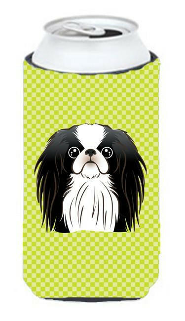 Checkerboard Lime Green Japanese Chin Tall Boy Beverage Insulator Hugger BB1292TBC by Caroline&#39;s Treasures