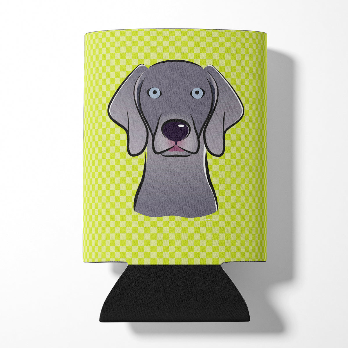 Checkerboard Lime Green Weimaraner Can or Bottle Hugger BB1293CC.