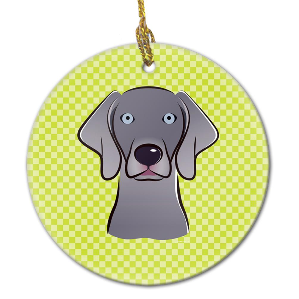 Checkerboard Lime Green Weimaraner Ceramic Ornament BB1293CO1 by Caroline's Treasures