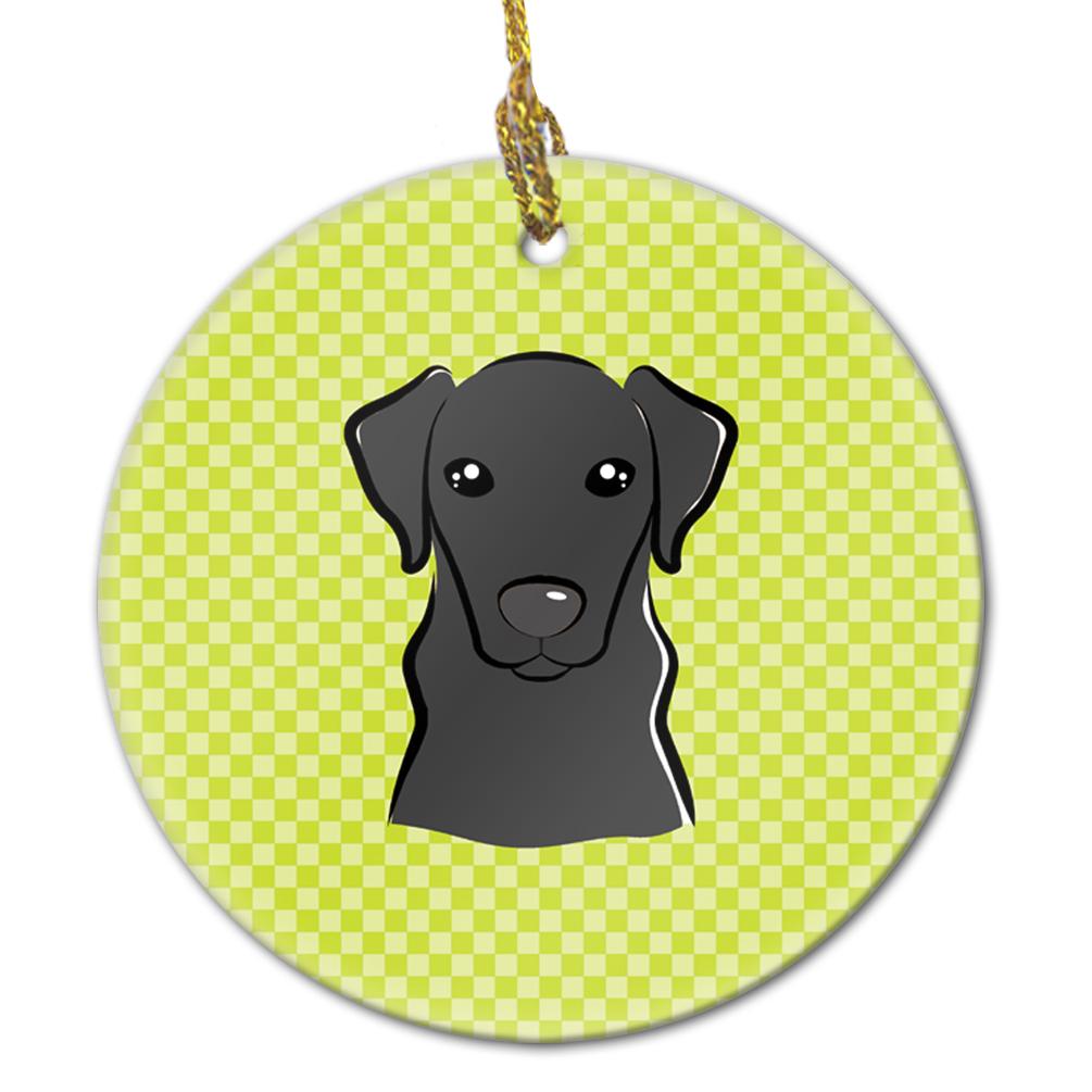 Checkerboard Lime Green Black Labrador Ceramic Ornament BB1297CO1 by Caroline's Treasures