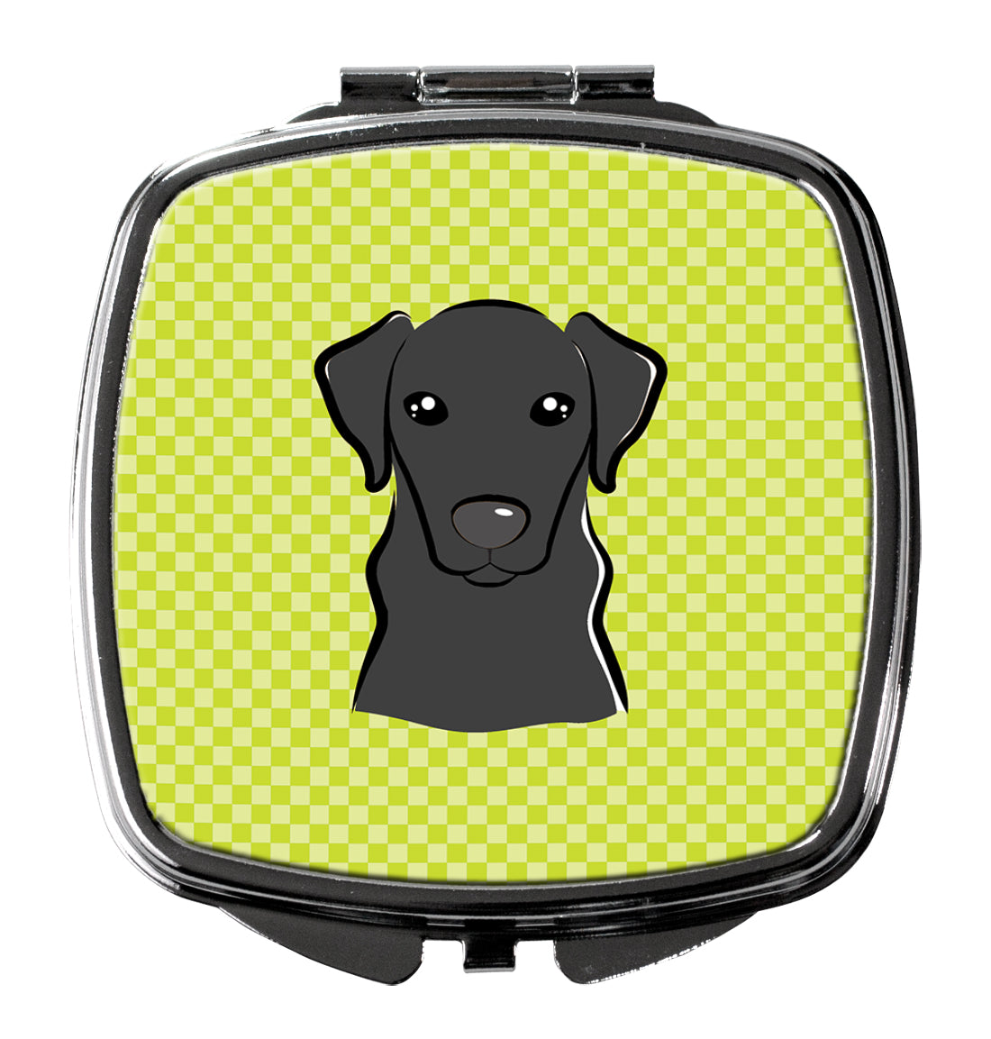 Checkerboard Lime Green Black Labrador Compact Mirror BB1297SCM  the-store.com.