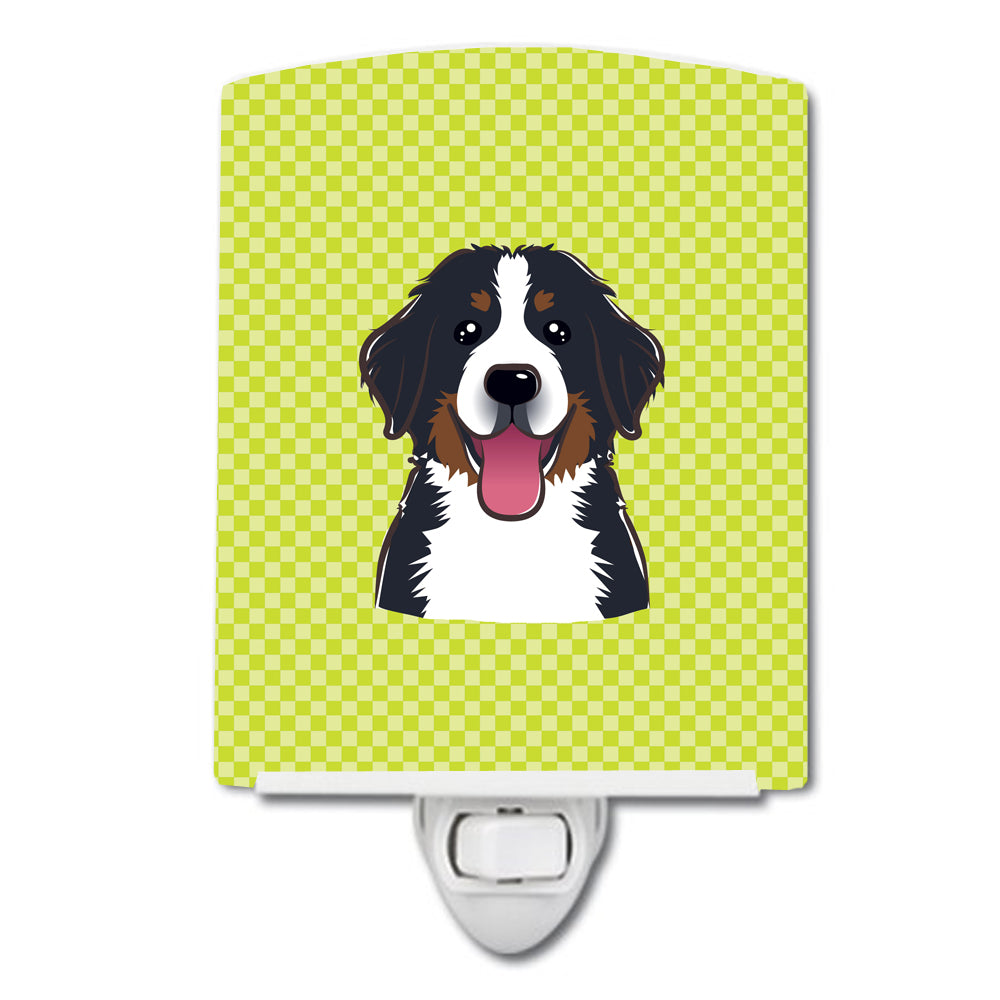 Checkerboard Lime Green Bernese Mountain Dog Ceramic Night Light BB1299CNL - the-store.com