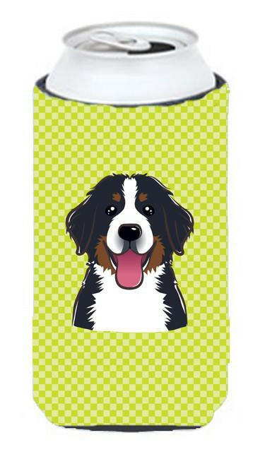 Checkerboard Lime Green Bernese Mountain Dog Tall Boy Beverage Insulator Hugger BB1299TBC by Caroline's Treasures