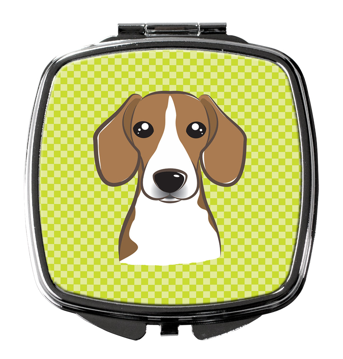 Checkerboard Lime Green Beagle Compact Mirror BB1301SCM  the-store.com.