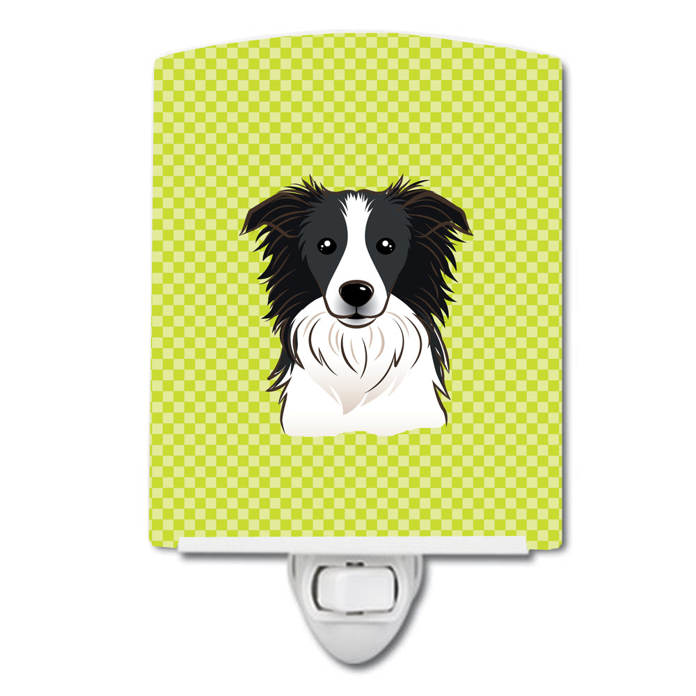 Checkerboard Lime Green Border Collie Ceramic Night Light BB1303CNL - the-store.com