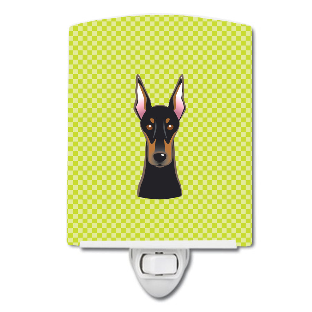 Checkerboard Lime Green Doberman Ceramic Night Light BB1307CNL - the-store.com