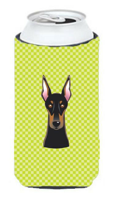 Checkerboard Lime Green Doberman Tall Boy Beverage Insulator Hugger BB1307TBC by Caroline's Treasures