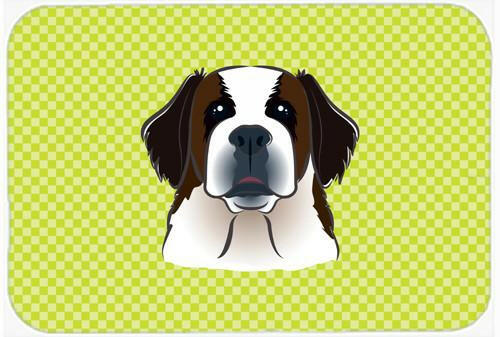 Checkerboard Lime Green Saint Bernard Mouse Pad, Hot Pad or Trivet BB1308MP by Caroline&#39;s Treasures