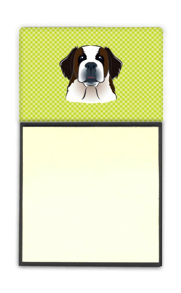 Checkerboard Lime Green Saint Bernard Refiillable Sticky Note Holder or Postit Note Dispenser BB1308SN by Caroline's Treasures