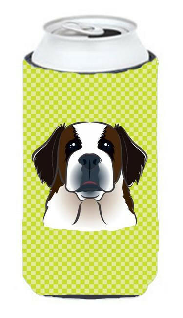 Checkerboard Lime Green Saint Bernard Tall Boy Beverage Insulator Hugger BB1308TBC by Caroline's Treasures