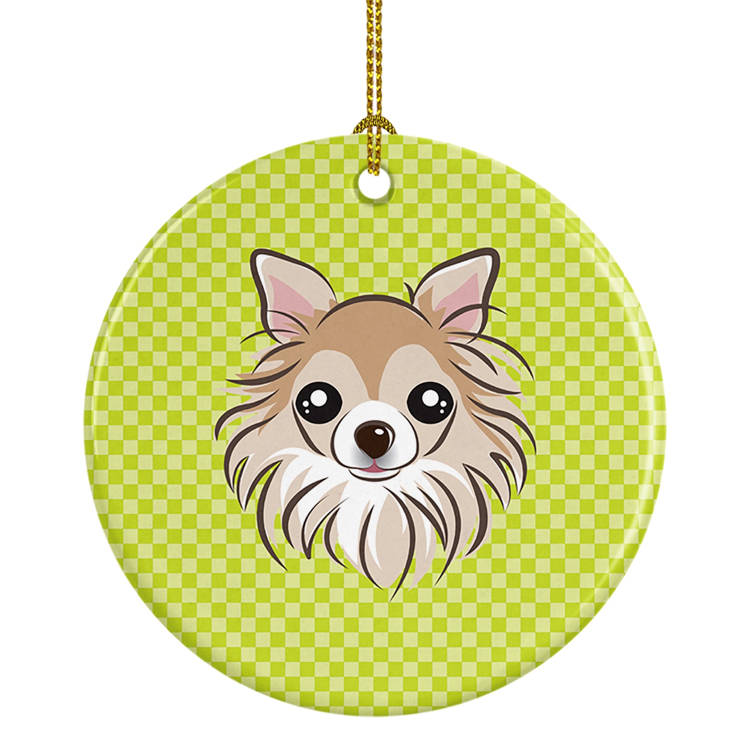 Checkerboard Lime Green Chihuahua Ceramic Ornament BB1313CO1 - the-store.com