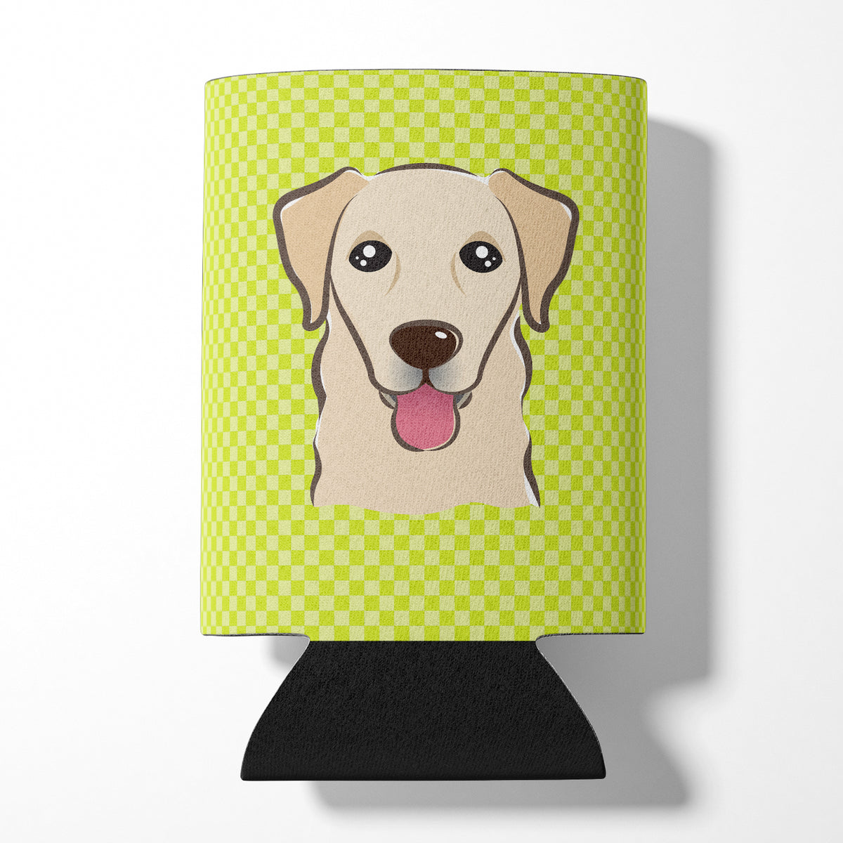 Checkerboard Lime Green Golden Retriever Can or Bottle Hugger BB1314CC.