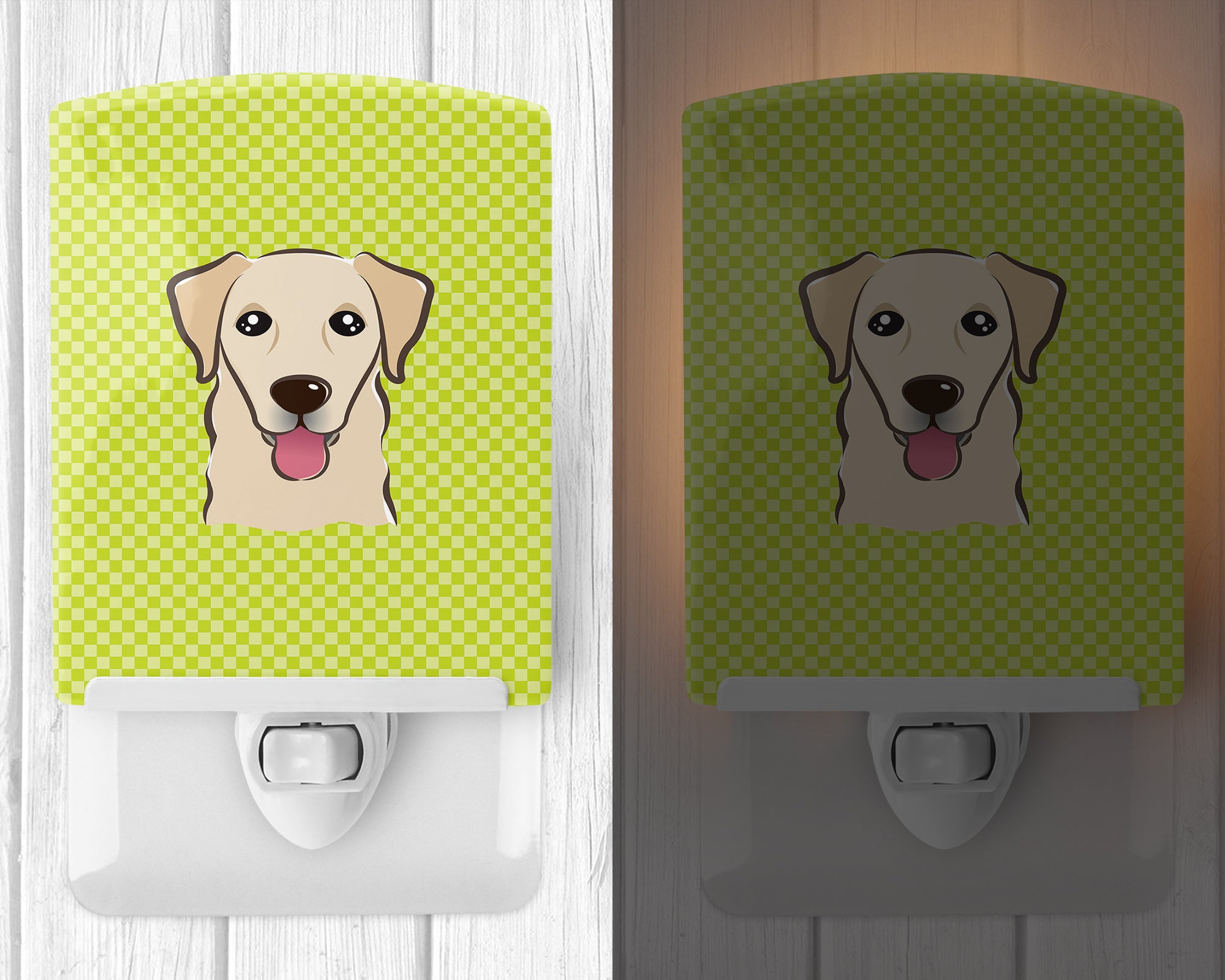 Checkerboard Lime Green Golden Retriever Ceramic Night Light BB1314CNL - the-store.com