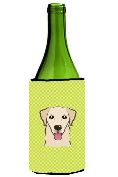 Checkerboard Lime Green Golden Retriever Wine Bottle Beverage Insulator Hugger BB1314LITERK by Caroline's Treasures