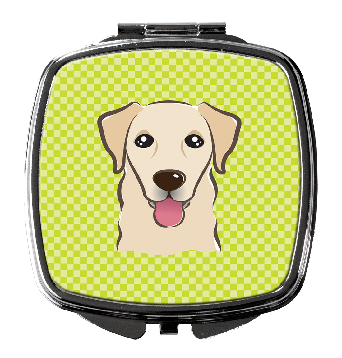 Checkerboard Lime Green Golden Retriever Compact Mirror BB1314SCM  the-store.com.