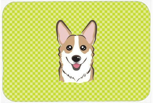 Checkerboard Lime Green Corgi Mouse Pad, Hot Pad or Trivet BB1315MP by Caroline&#39;s Treasures