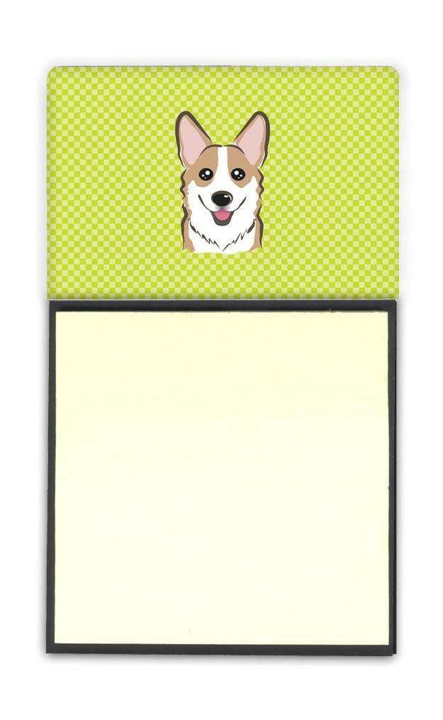 Lime Green Corgi Refiillable Sticky Note Holder or Postit Note Dispenser by Caroline's Treasures