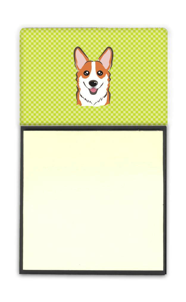 Lime Green Corgi Refiillable Sticky Note Holder or Postit Note Dispenser by Caroline's Treasures