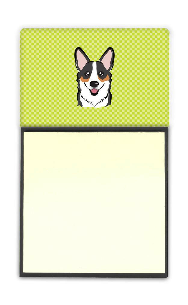 Lime Green Corgi Refiillable Sticky Note Holder or Postit Note Dispenser by Caroline's Treasures