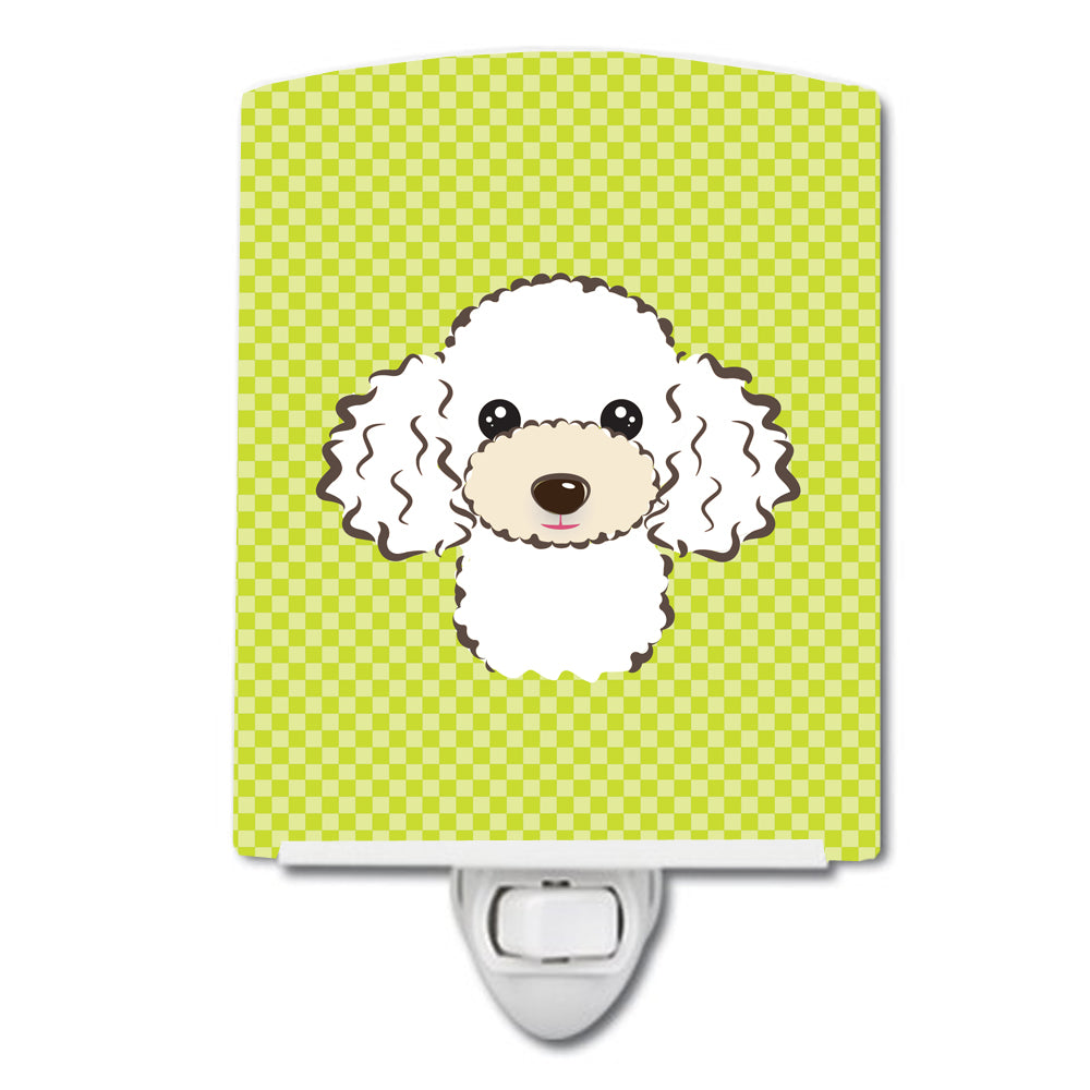 Checkerboard Lime Green White Poodle Ceramic Night Light BB1319CNL - the-store.com