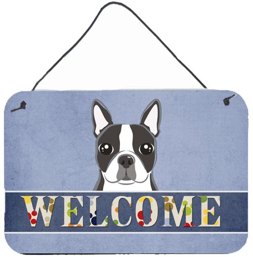 Boston Terrier Welcome Wall or Door Hanging Prints BB1389DS812 by Caroline's Treasures