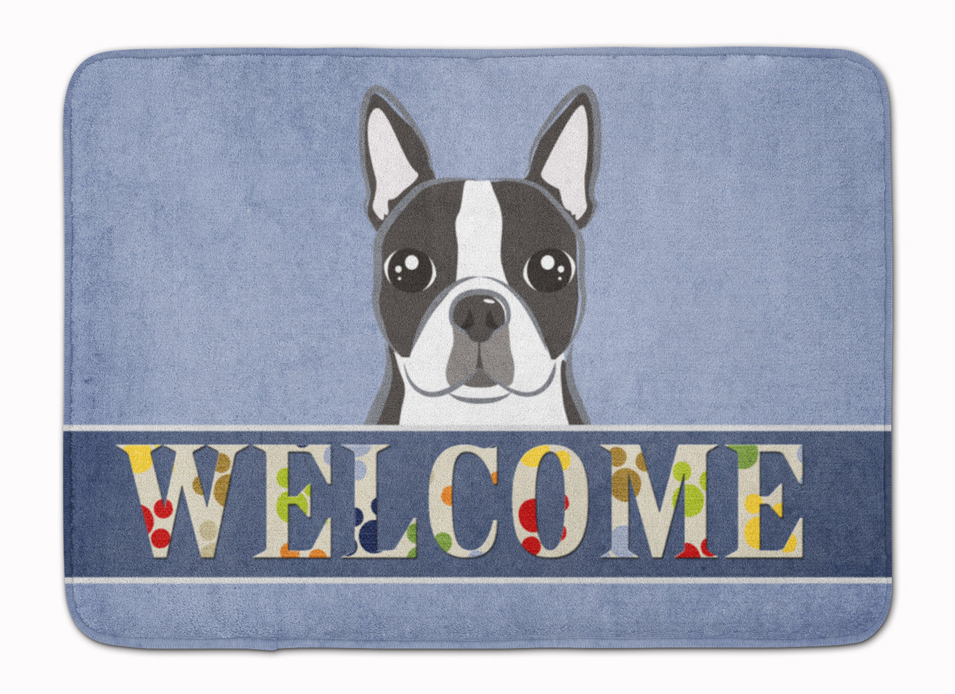 Boston Terrier Welcome Machine Washable Memory Foam Mat BB1389RUG - the-store.com