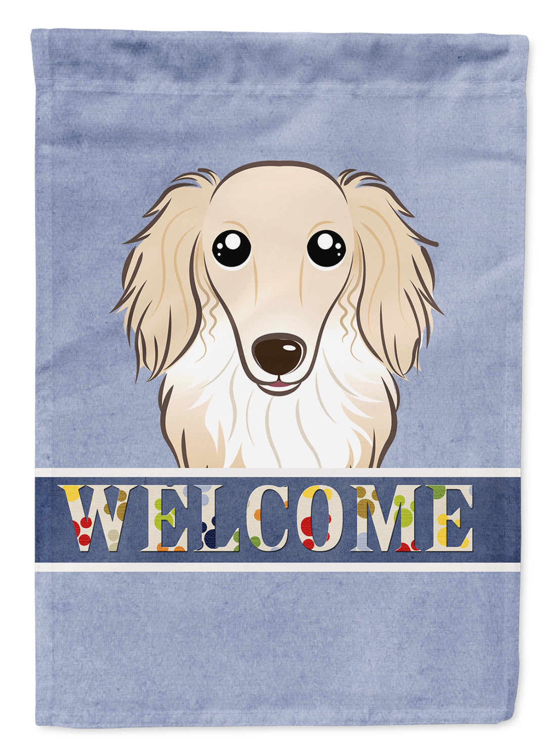 Longhair Creme Dachshund Welcome Flag Garden Size BB1398GF.