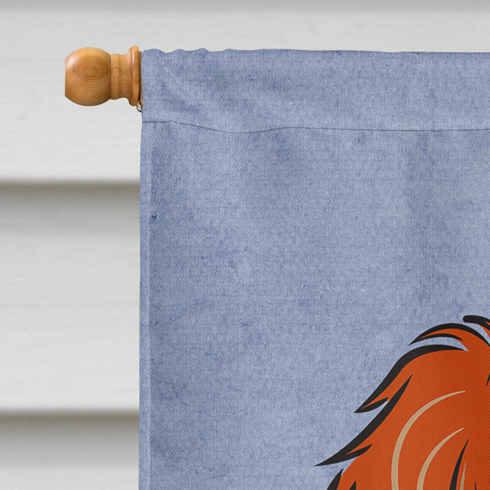 Longhair Red Dachshund Welcome Flag Canvas House Size BB1400CHF  the-store.com.