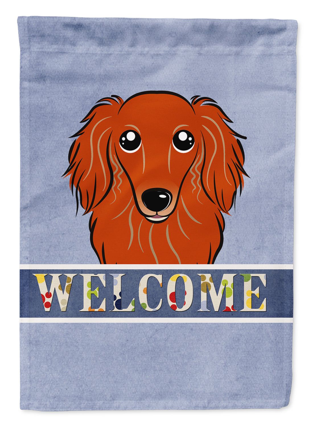 Longhair Red Dachshund Welcome Flag Garden Size BB1400GF.