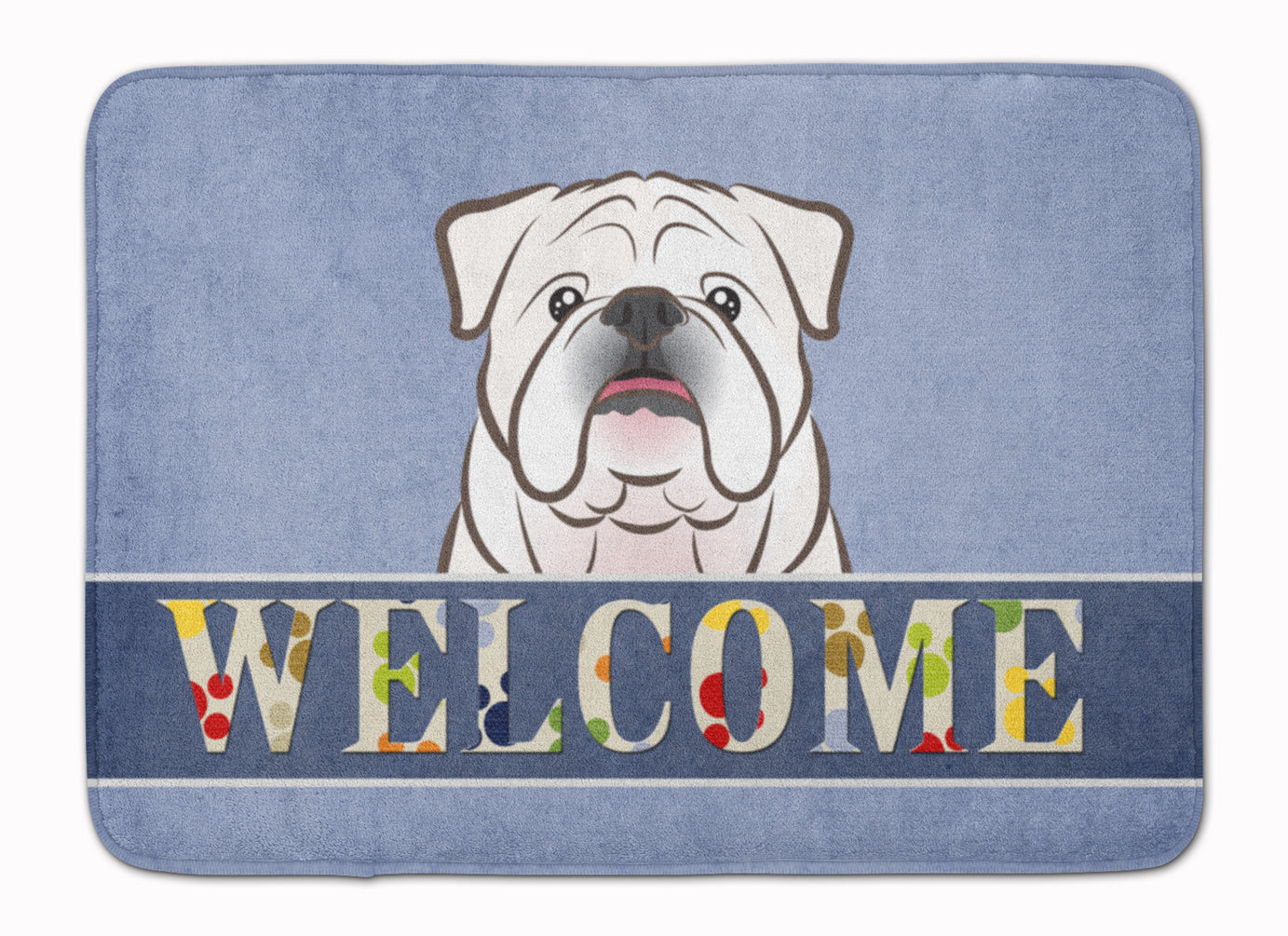 White English Bulldog  Welcome Machine Washable Memory Foam Mat BB1406RUG - the-store.com