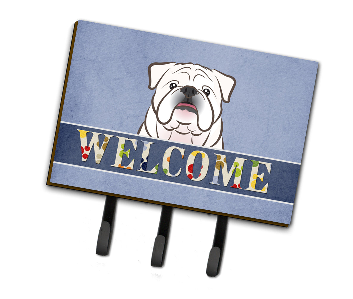 White English Bulldog  Welcome Leash or Key Holder BB1406TH68  the-store.com.