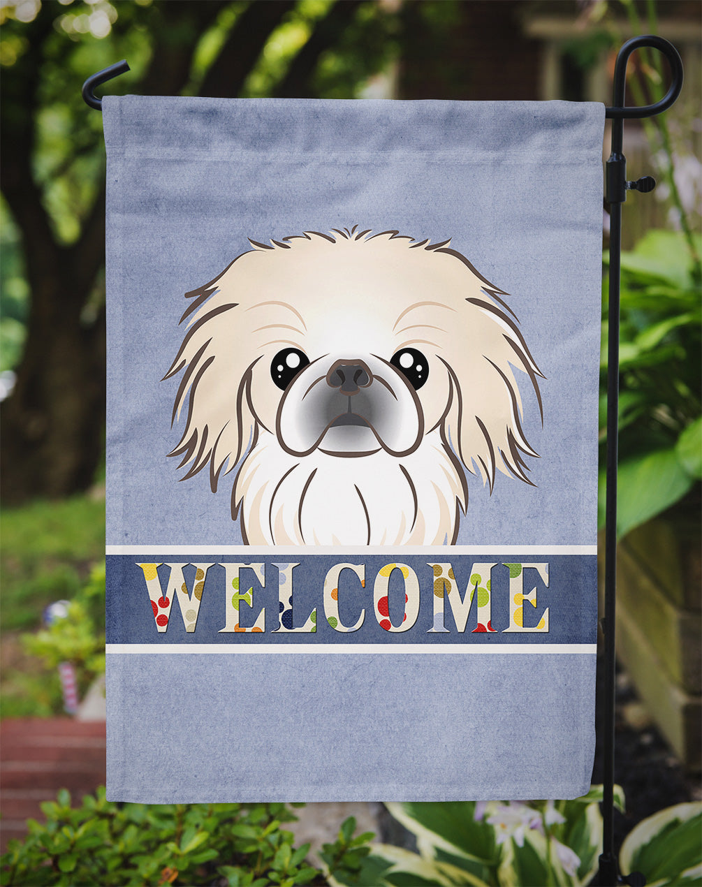 Pekingese Welcome Flag Garden Size BB1407GF.