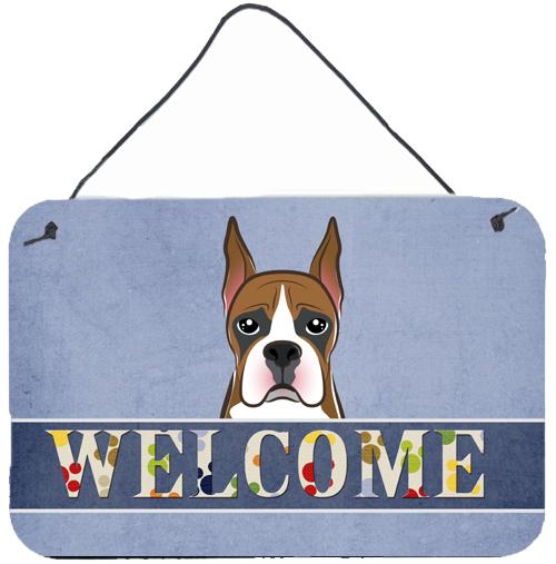 Boxer Welcome Wall or Door Hanging Prints BB1409DS812 by Caroline's Treasures