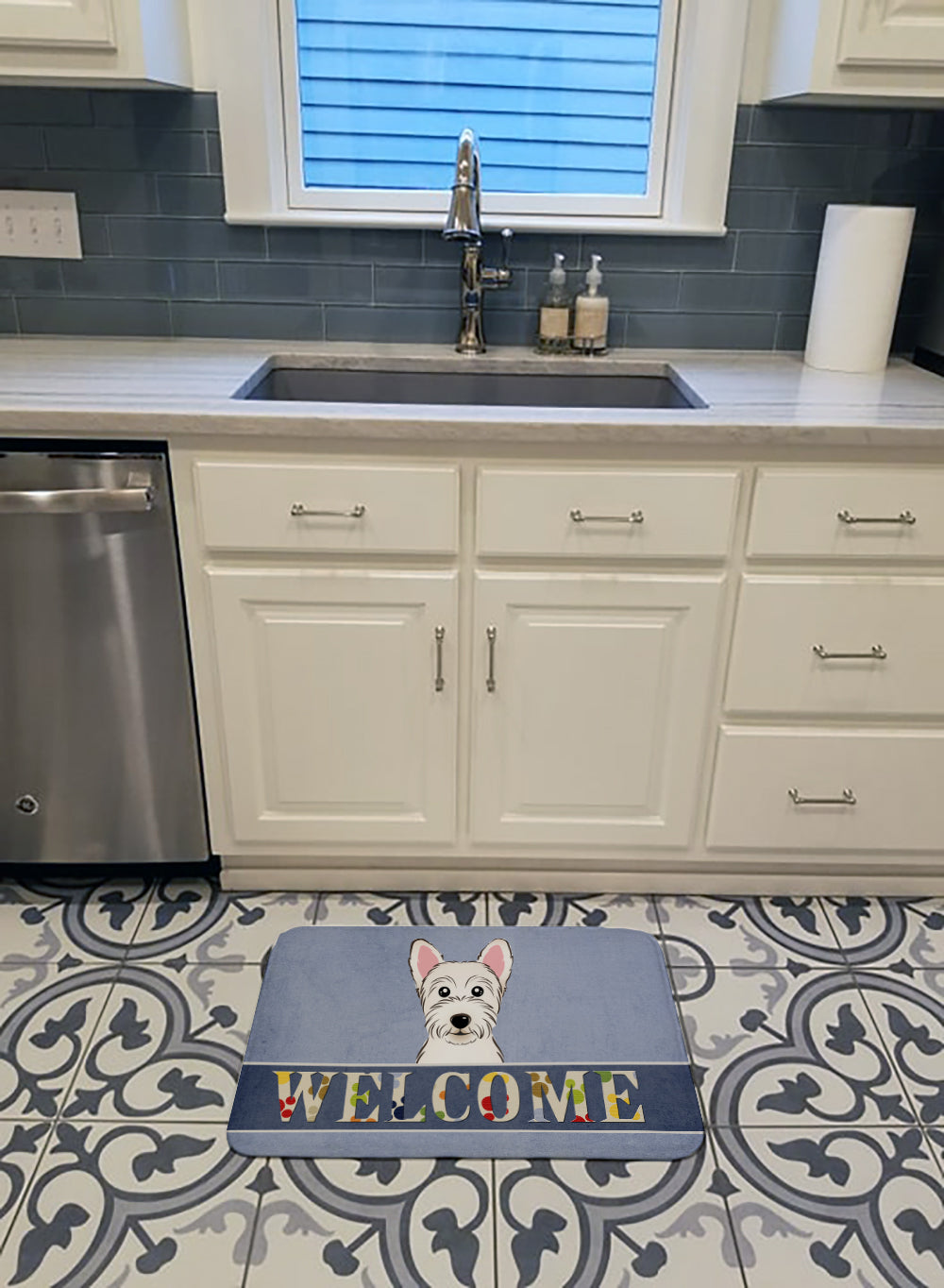 Westie Welcome Machine Washable Memory Foam Mat BB1412RUG - the-store.com